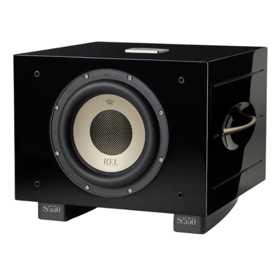 REL Acoustics S/550 550W 10" Carbon Alloy Active + 12" Carbon Passive Subwoofer — Piano Black