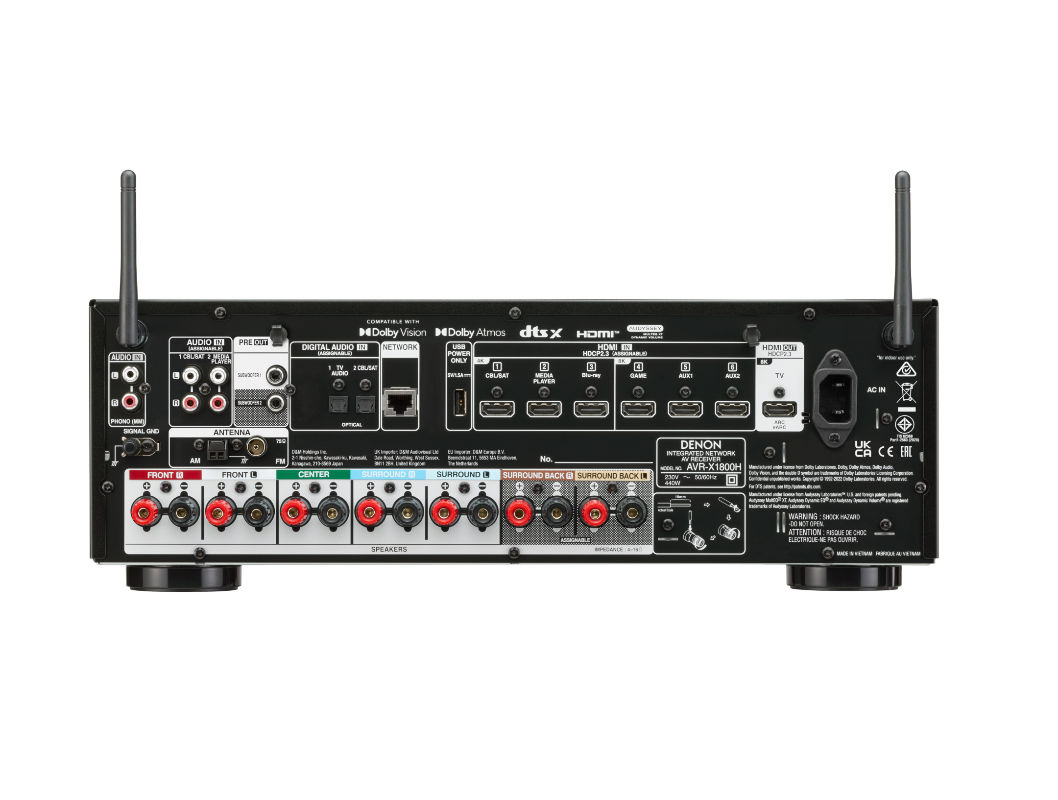 AVR-X1800H 7.2 Channel 8K AV Receiver with HEOS Built-in