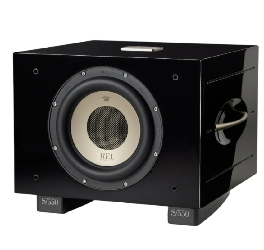 REL Acoustics S/550 550W 10" Carbon Alloy Active + 12" Carbon Passive Subwoofer — Piano Black