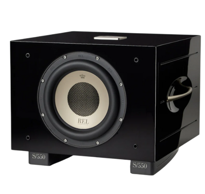REL Acoustics S/550 550W 10" Carbon Alloy Active + 12" Carbon Passive Subwoofer — Piano Black