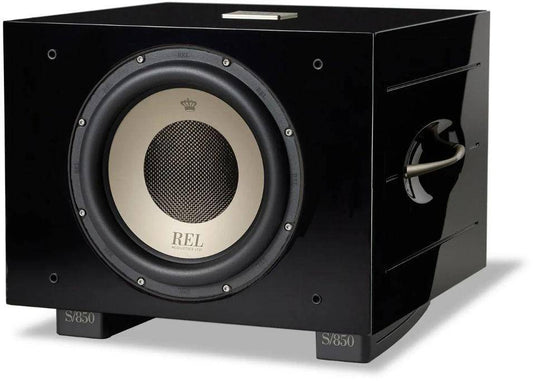 REL Acoustics S/850 850W 12" Carbon Alloy Active + 12" Carbon Passive Subwoofer — Piano Black